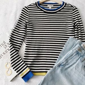 Lack & White Stripe Color Block Sweater